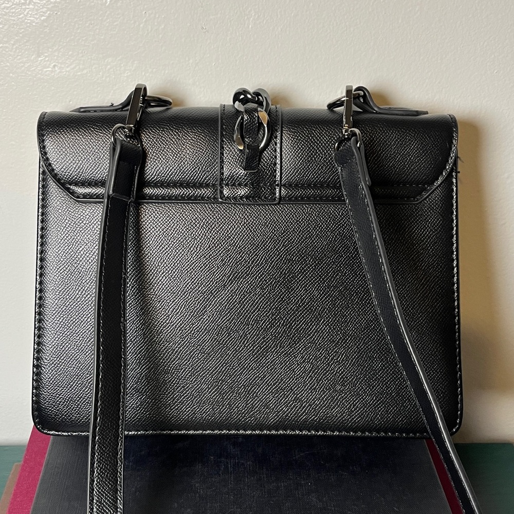 Badgley Mischka Black Gunmetal Studded Chain Detail City Goth Crossbody Bag - Picture 13 of 13